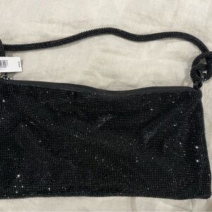 Express Black Rhinestone Beaded Shoulder Bag / Evening Bag